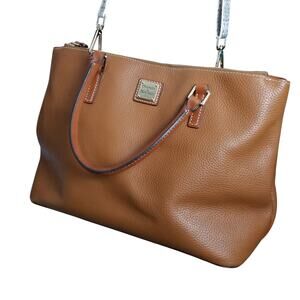 Dooney & Bourke Natural Leather Large Willa Zip Satchel Handbag